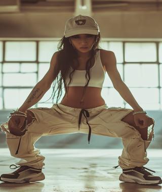 Adult hip hop dance class - beginners learning urban dance moves and choreography